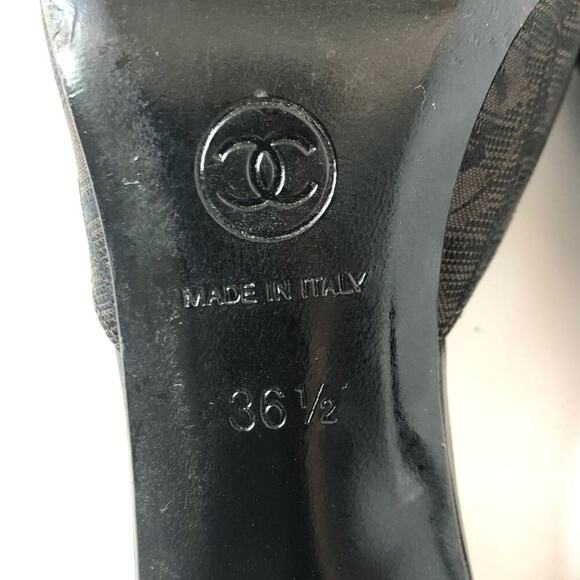 Vintage Chanel CC Logo Print Pointed Toe Mules Pumps 36.5 - Picture 6 of 7